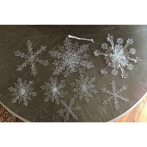 8 Large plastic Acrylic Snowflakes Ornaments Various Sizes